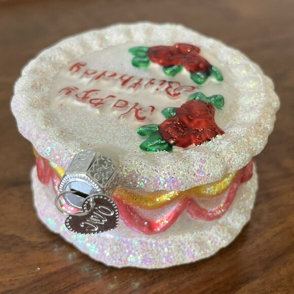 Merck Family's Old World Christmas Happy Birthday Cake Glass Ornament Retired - Picture 6 of 7